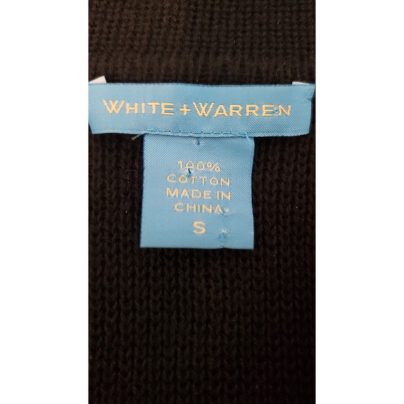 White + Warren Black Cardigan w/White Trim Sz Sm - Picture 5 of 6